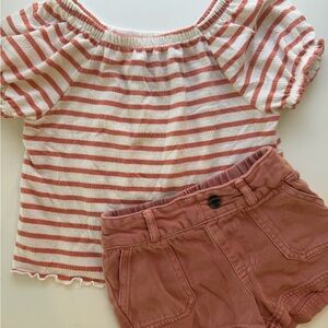 Cat & Jack Pink and White Striped Kids Matching Set